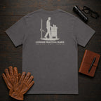 Licensed Practical Nurse T-Shirt | Standard Back Print | Medication Cart (Male) — Graphite