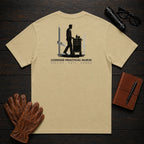 Licensed Practical Nurse T-Shirt | Standard Back Print | Medication Cart (Male) — Khaki