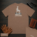 Lifeguard T-Shirt | Statement Embroidered Front + Back Print | Chair Scan (Female) — Espresso