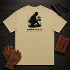Lineworker T-Shirt | Standard Back Print | Preparing the Tools (Female) — Khaki
