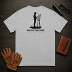 Math Teacher T-Shirt | Standard Back Print | Solving at board (Female) — Granite