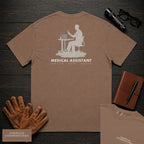 Medical Assistant T-Shirt | Statement Embroidered Front + Back Print | Blood Pressure (Male) — Espresso