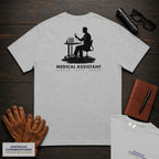 Medical Assistant T-Shirt | Statement Embroidered Front + Back Print | Blood Pressure (Male) — Granite