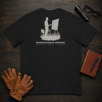 Middle School Teacher T-Shirt | Standard Back Print | Introducing lesson (Male) — Black