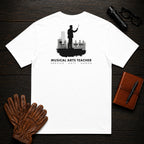 Musical Arts Teacher T-Shirt | Standard Back Print | Conducting band (Male) — White