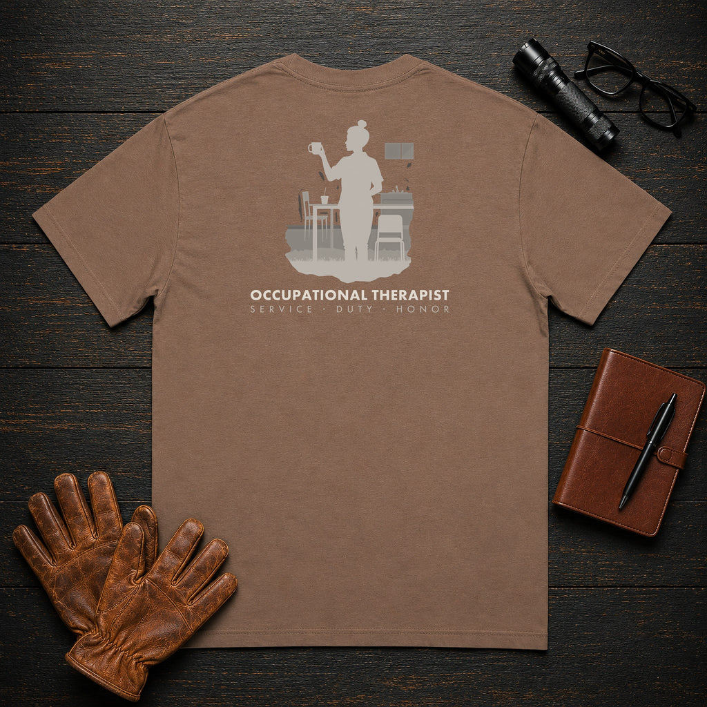 Occupational Therapist T-Shirt | Standard Back Print | Therapy Kitchen (Female) — Espresso