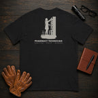 Pharmacy Technician T-Shirt | Standard Back Print | Stock Shelves (Female) — Black