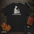 Phlebotomist T-Shirt | Statement Embroidered Front + Back Print | Labeling Tubes (Female) — Black