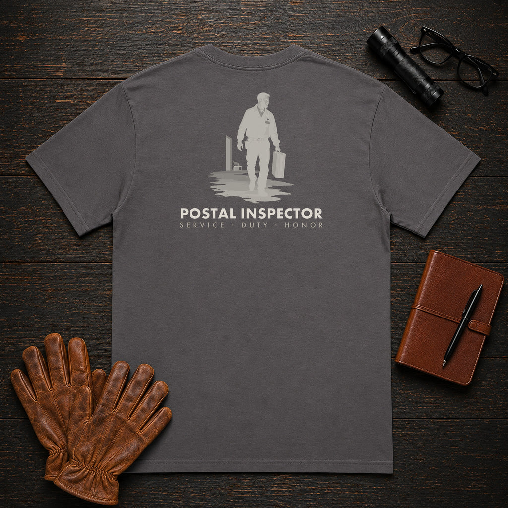 Postal Inspector T-Shirt | Standard Back Print | Case File Carry (Male) — Graphite