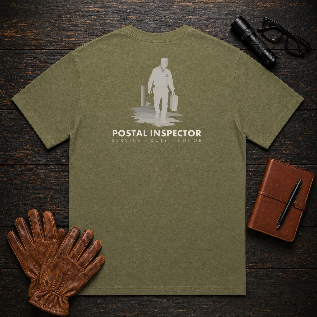 Postal Inspector T-Shirt | Standard Back Print | Case File Carry (Male) — Hemp