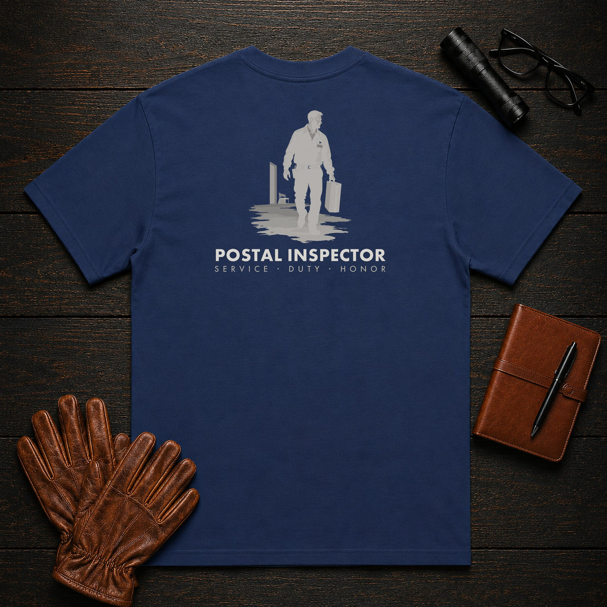 Postal Inspector T-Shirt | Standard Back Print | Case File Carry (Male) — True Navy