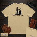 Postal Service Clerk embroidered t-shirt in Khaki, Weighing a Parcel (Male)