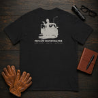 Private Investigator T-Shirt | Standard Back Print | Binocular Watch (Female) — Black