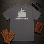 Private Investigator T-Shirt | Standard Back Print | Binocular Watch (Female) — Graphite