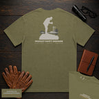 Product Safety Engineer T-Shirt | Statement Embroidered Front + Back Print | Drop Test Setup (Male) — Hemp