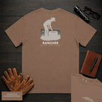 Rancher embroidered t-shirt in Espresso, Checking the Water Tank (Female)