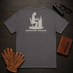 Respiratory Therapist T-Shirt | Standard Back Print | Breathing Test (Female) — Graphite