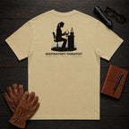 Respiratory Therapist T-Shirt | Standard Back Print | Breathing Test (Female) — Khaki