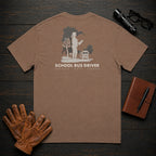 School Bus Driver t-shirt in Espresso, At the Bus Door (Female)