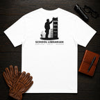 School Librarian t-shirt in White, Shelving books (Male)