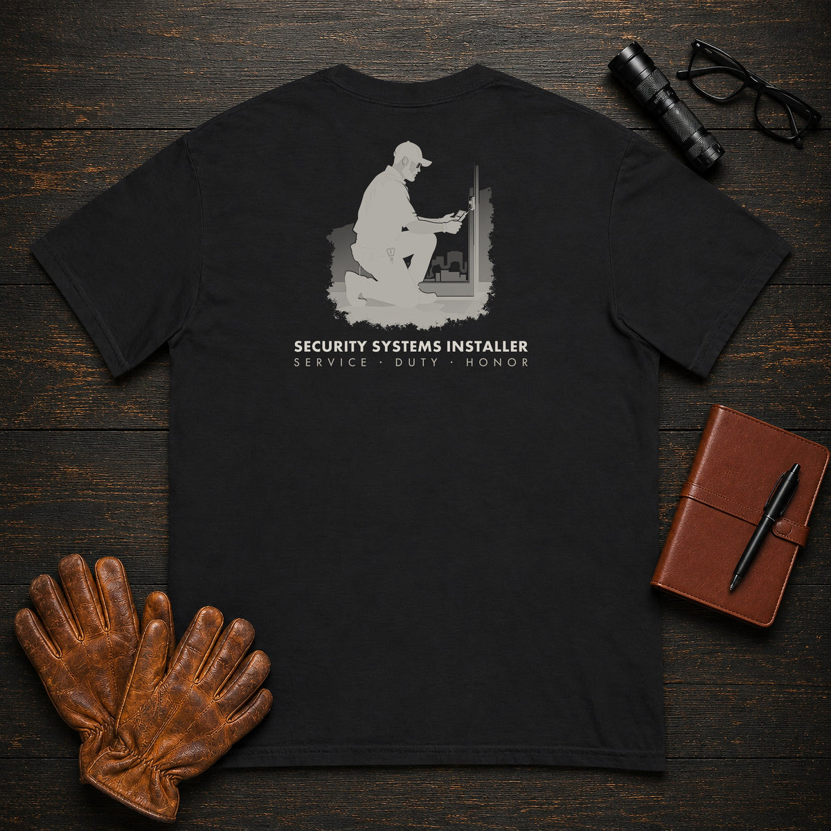 Security Systems Installer t-shirt in Black, Keypad Wiring (Male)