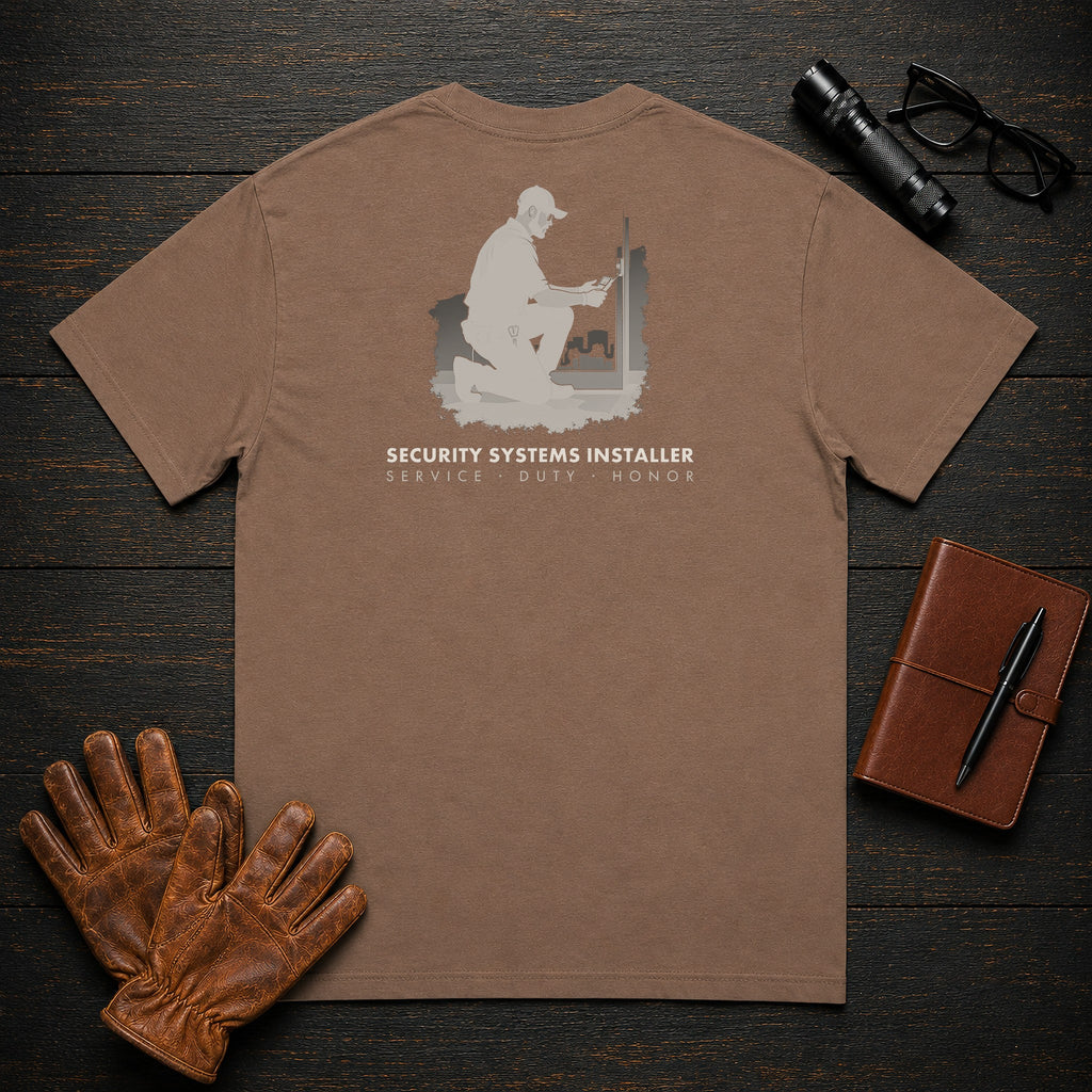 Security Systems Installer t-shirt in Espresso, Keypad Wiring (Male)