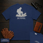 Ski Patrol embroidered t-shirt in True Navy, Toboggan Check (Female)