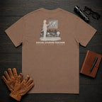 Social Studies Teacher t-shirt in Espresso, Pointing to map (Female)