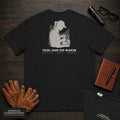 Tool and Die Maker embroidered t-shirt in Black, Measuring a Die (Female)