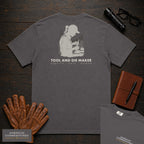 Tool and Die Maker embroidered t-shirt in Graphite, Measuring a Die (Female)
