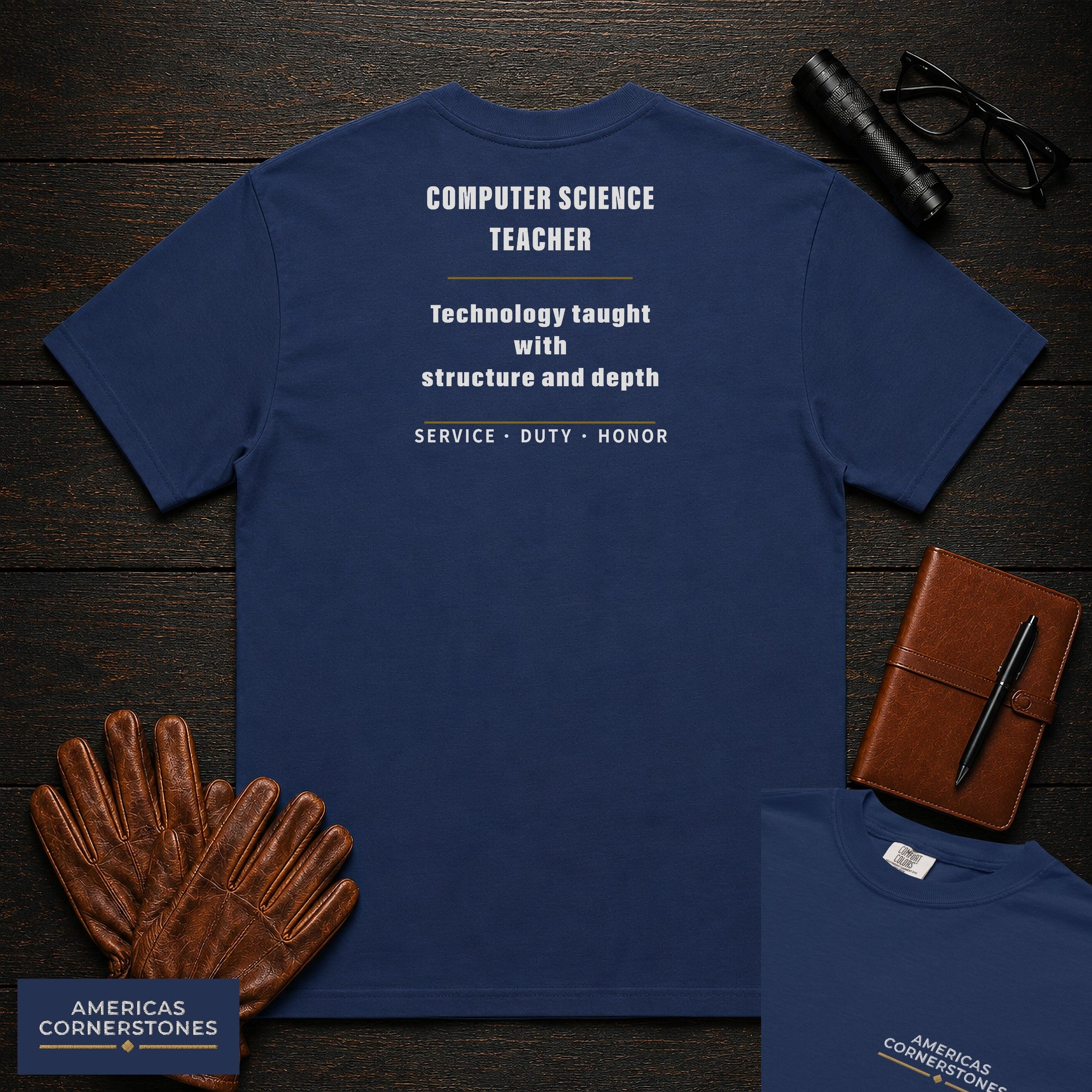 Computer Science Teacher Statement T-Shirt in True Navy — Americas Cornerstones