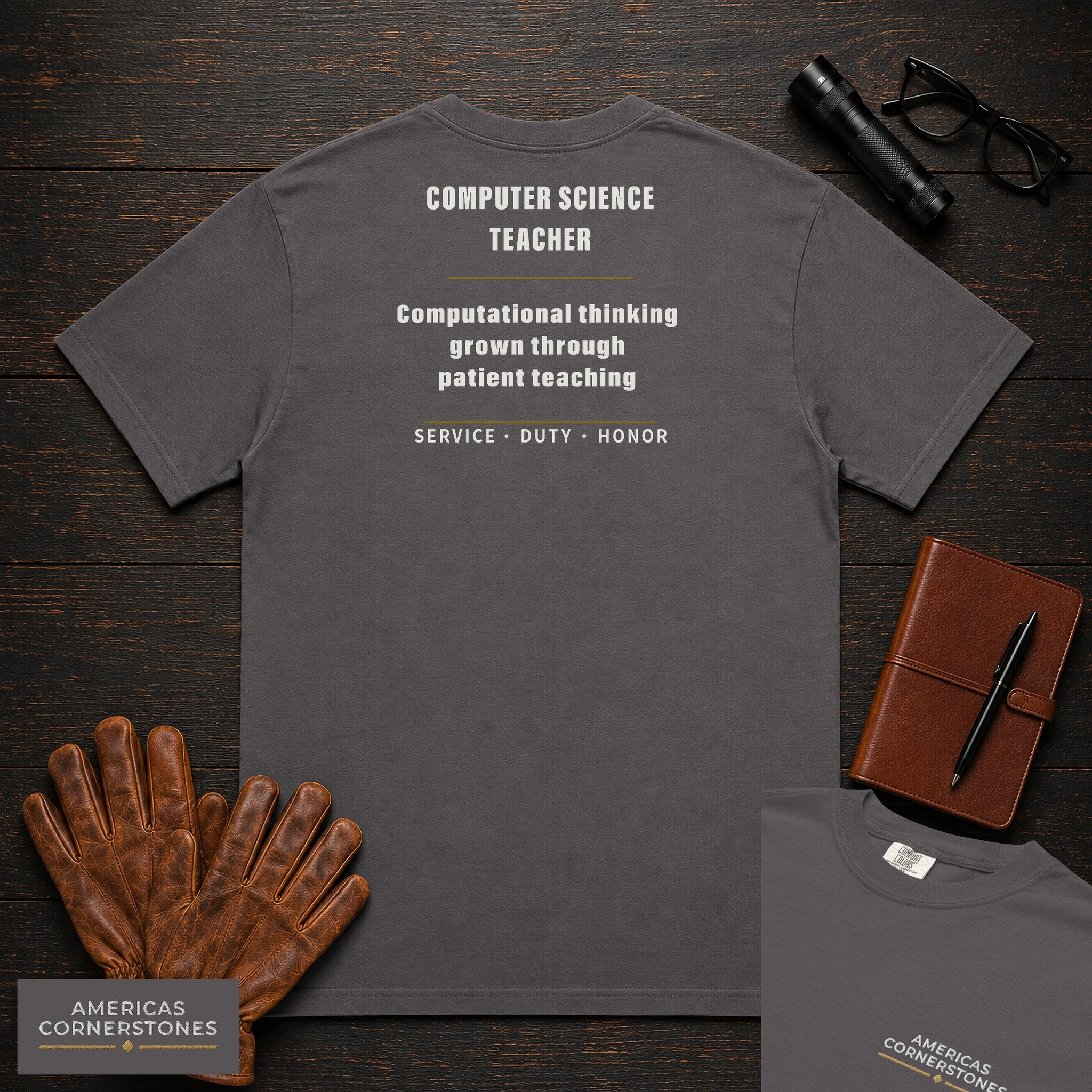 Computer Science Teacher Statement T-Shirt in Graphite — Americas Cornerstones