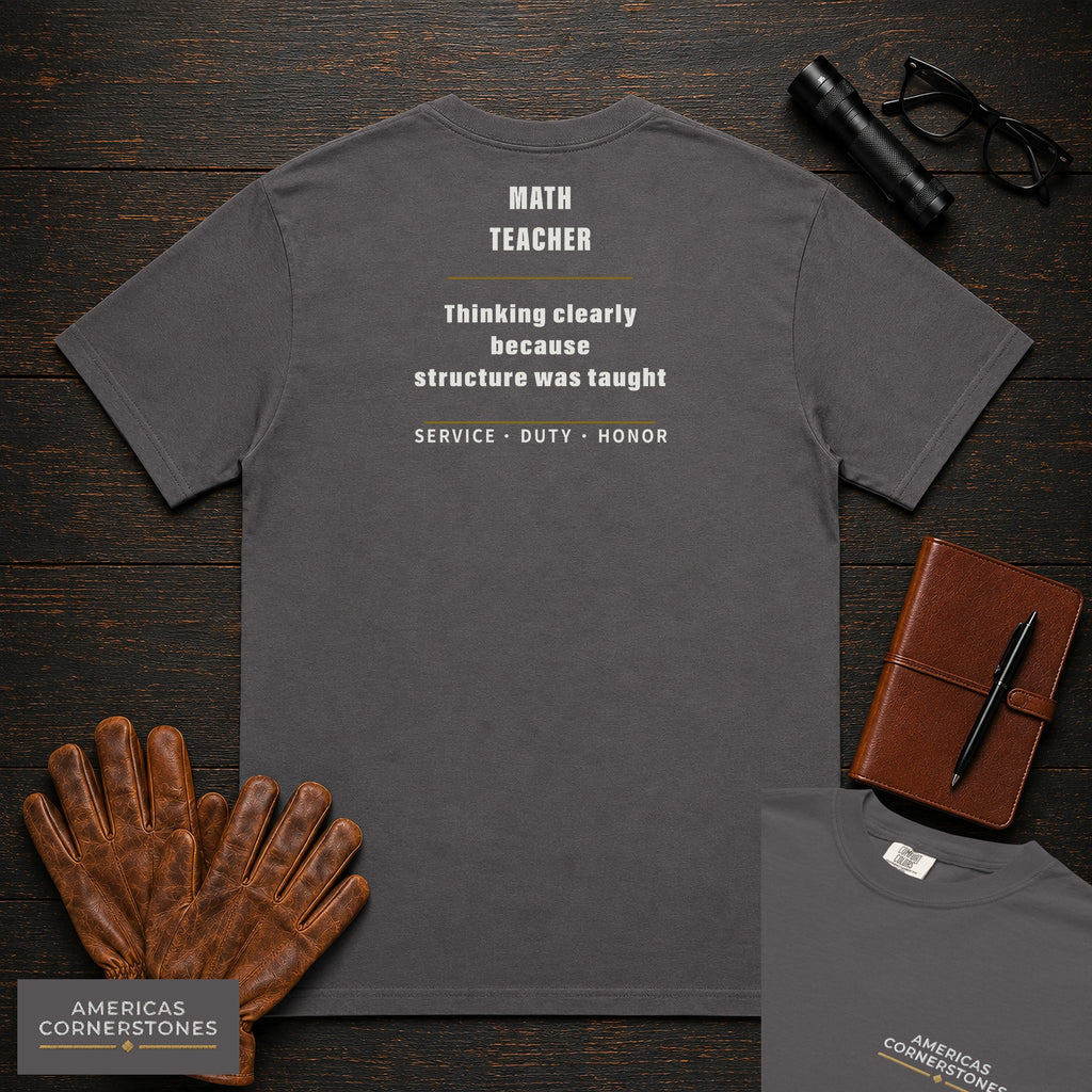 Math Teacher Statement T-Shirt in Graphite — Americas Cornerstones
