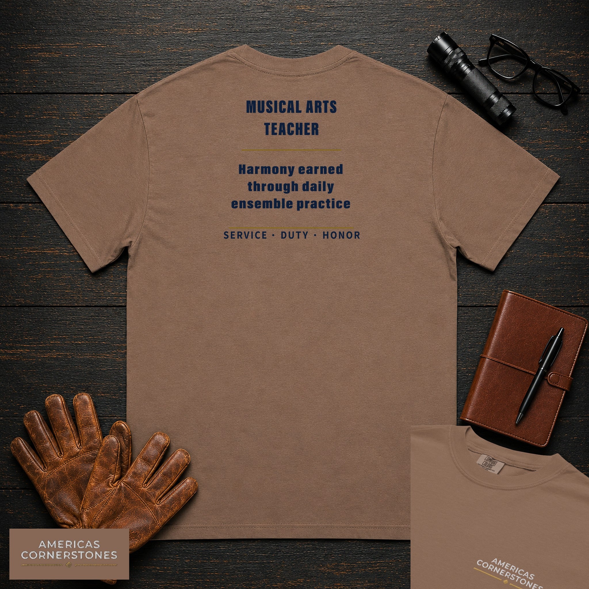 Musical Arts Teacher Statement T-Shirt in Espresso — Americas Cornerstones