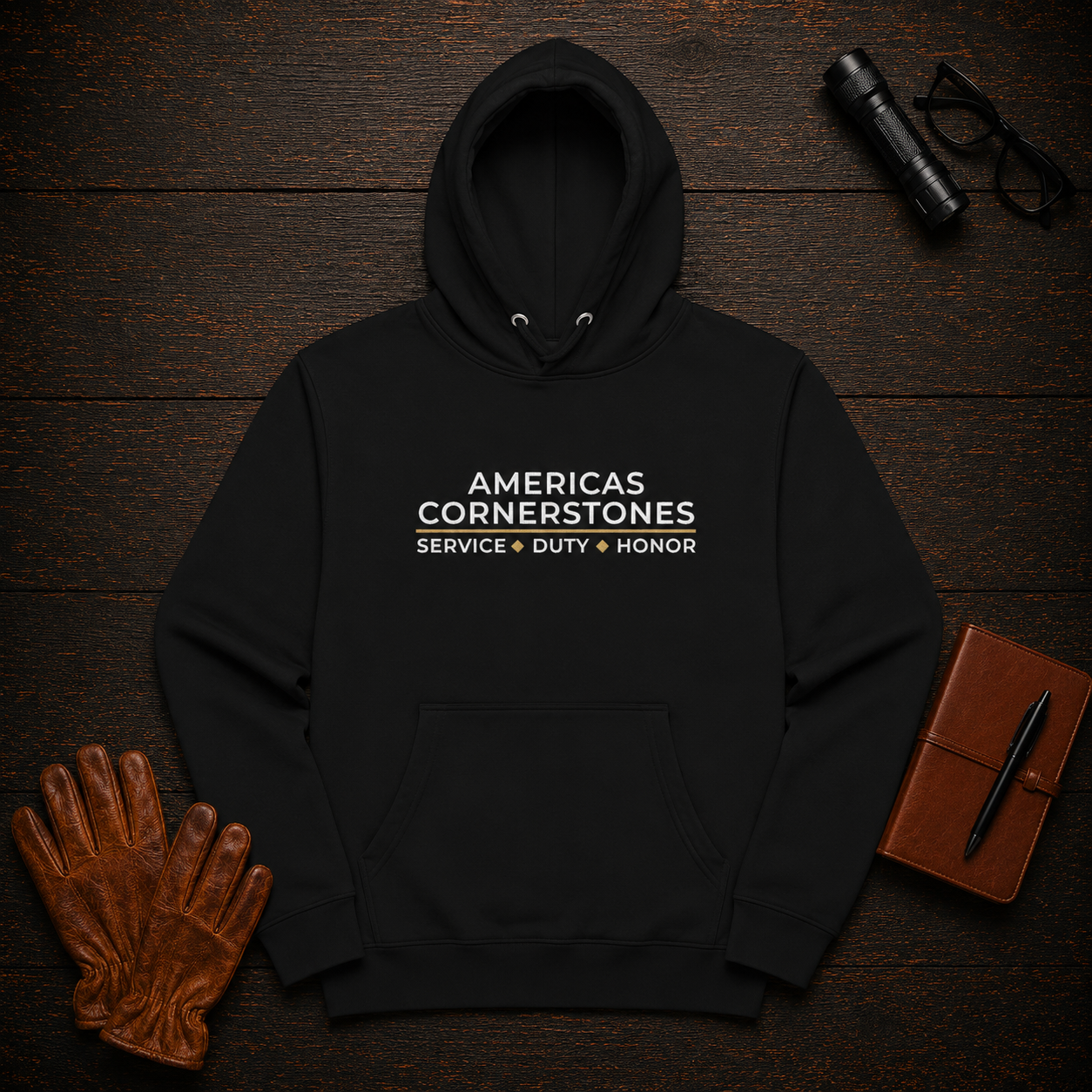 Pullover Hoodie in Black — Americas Cornerstones