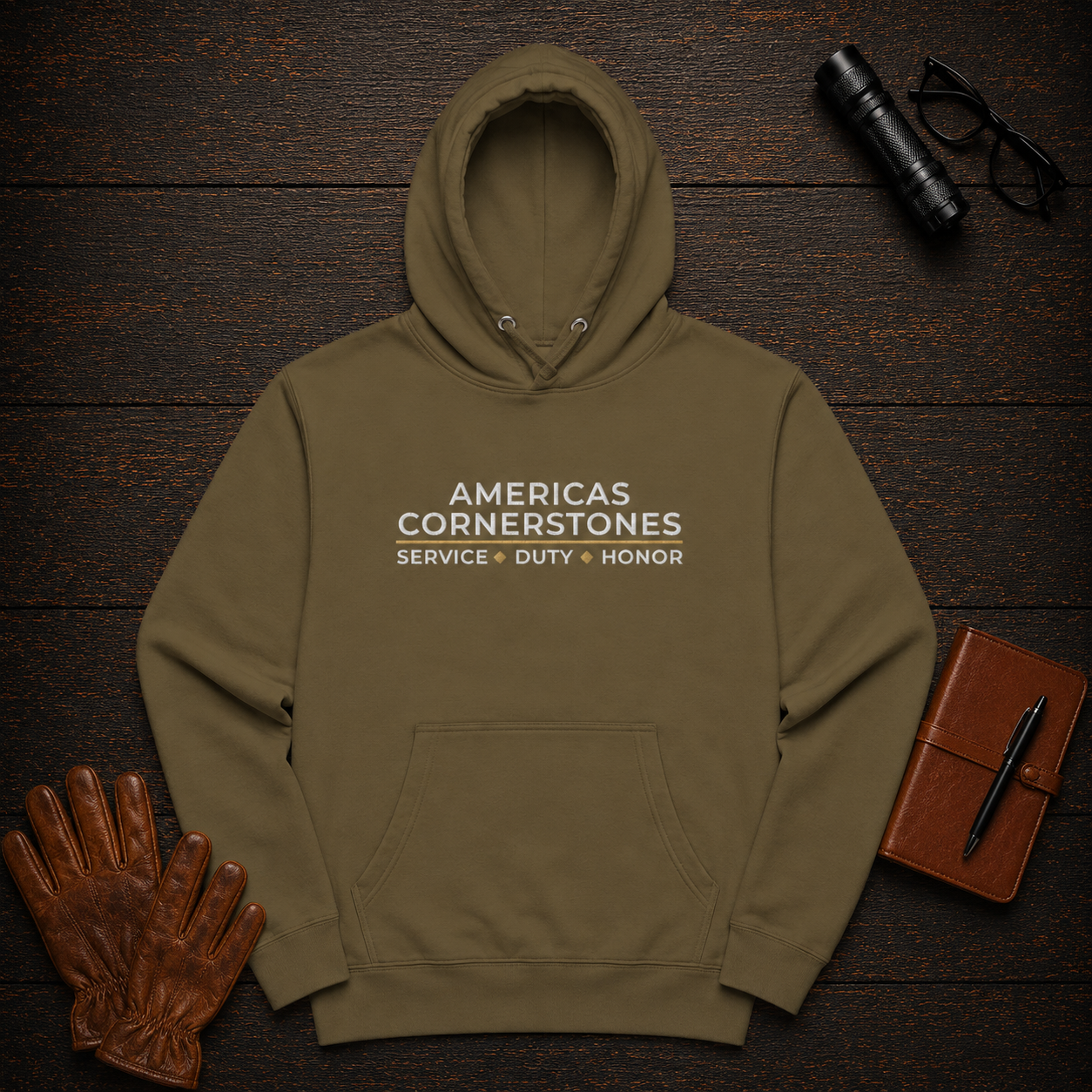 Pullover Hoodie in Military Green — Americas Cornerstones