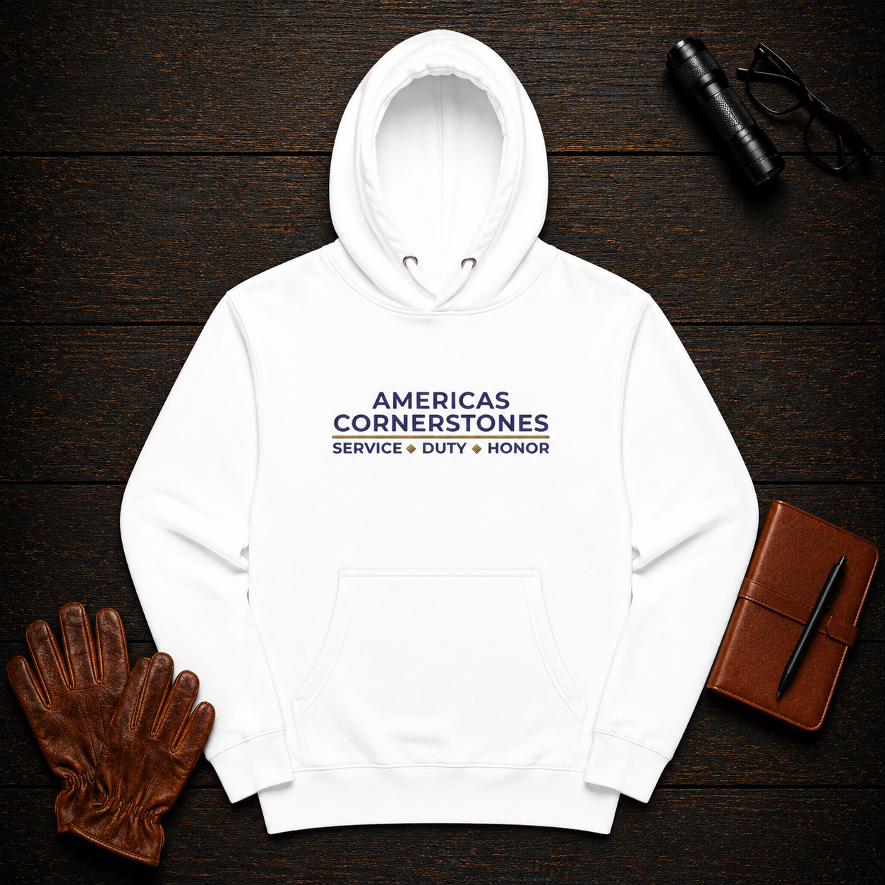 Pullover Hoodie in White — Americas Cornerstones